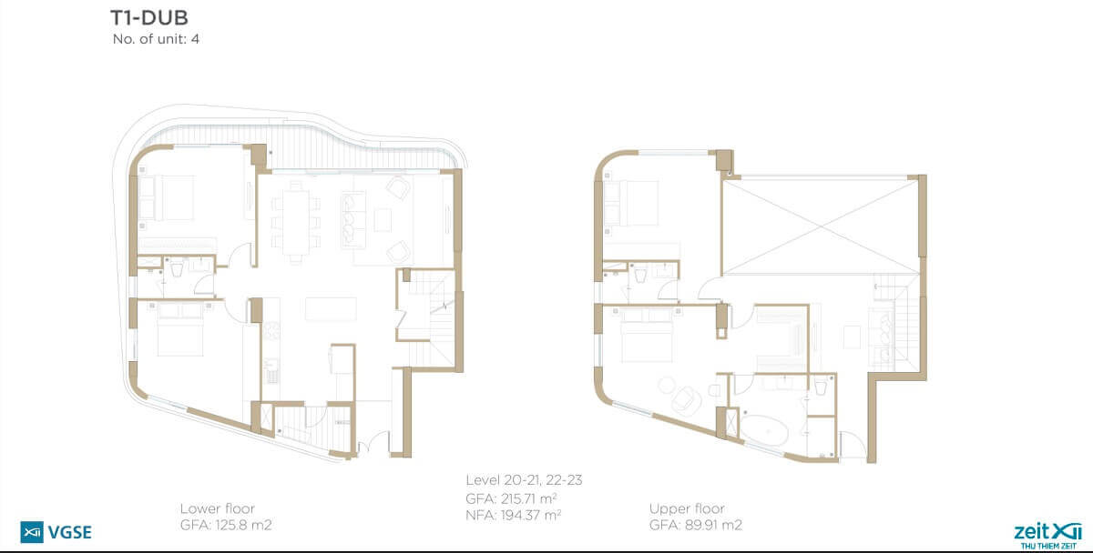Layout thiết kế căn hộ duplex